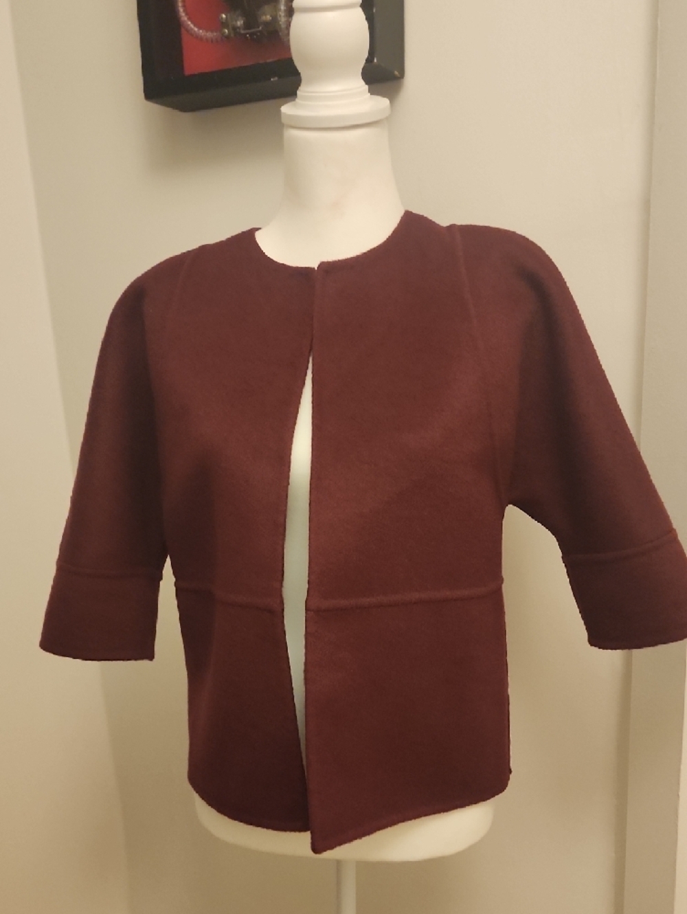 MICHAEL KORS Collection Women's Wine Red Wool-Blend Pea Coat - Picture 2 of 3